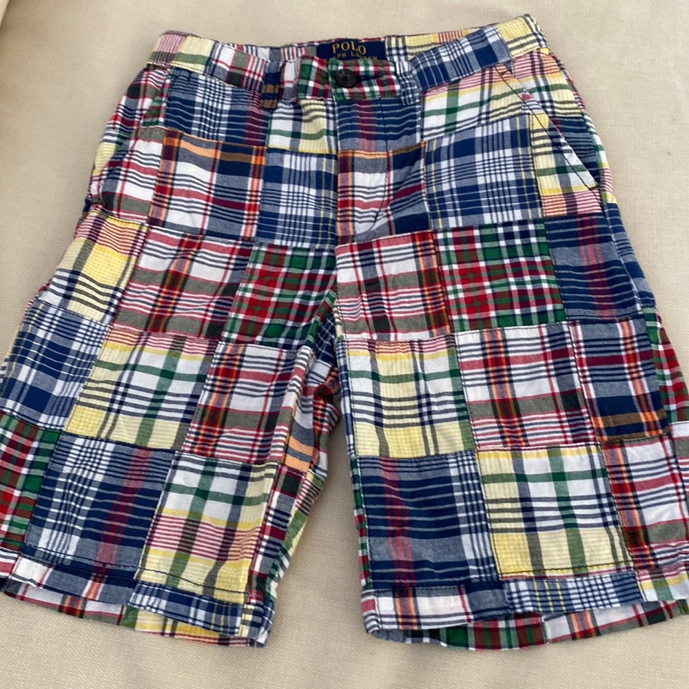 Boys madras plaid Ralph Lauren shorts